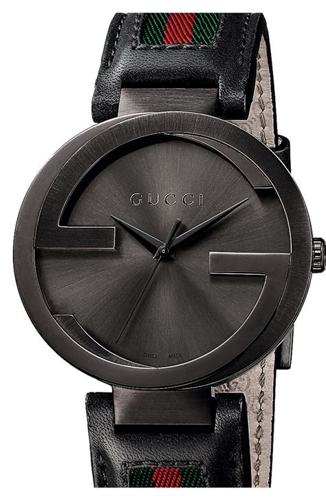 gucci interlocking xl stainless steel quartz mens watch|leather Gucci watch strap 42mm.